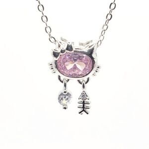 Brand New Hello Kitty Purple Stone Silver Necklace